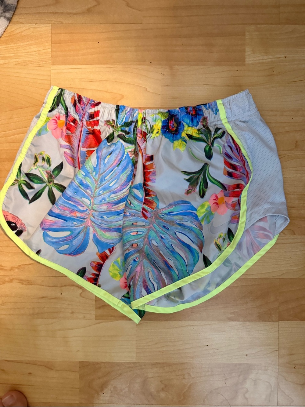 Floral Tropical Print Nike Women's Running Shorts with Neon Trim